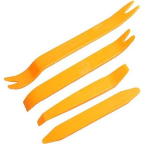 Professional 4PCS Orange ABS Automobile Audio Door Clip Panel Trim Dash Auto Radio Removal Pry Tools Set Car Panel Removal Tool