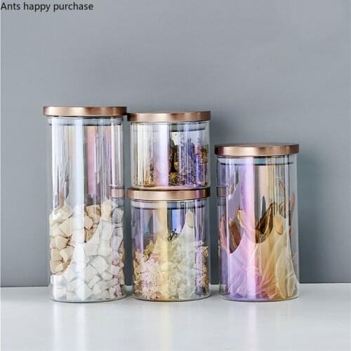 Transparent Glass Storage Tank Sealed Jar Food Storage Box Candy Jar Snack Box Storage Bottles Decor Glass Jars Finishing Tank