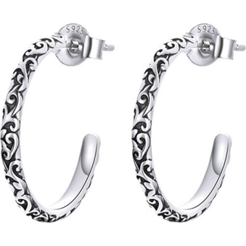 Half Hoop Earrings for Women Real S925 Sterling Silver Wedding Enagement Statement Jewelry
