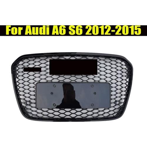 Sport front charms mesh honeycomb black grill cover for audi a6 / s6 c7 2012 2013 2014 for rs6 style car accessories