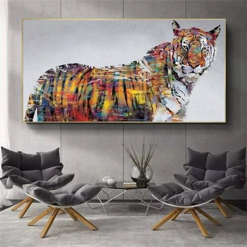 Tiger lion Colorful Canvas Art Posters and Prints Animal Paintings Modern Wall Art Pictures for Living room Home Decoration