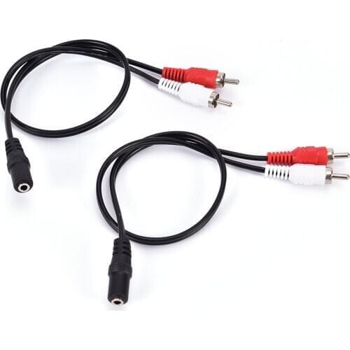 Universal 3.5mm Stereo Audio Female Jack to 2 RCA Male Socket to Headphone 3.5 Y Adapter Cable 1pc