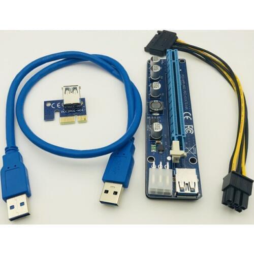 VER008C 60cm USB3.0 Cable Molex 6 pin PCIE PCI-E Express 1X to 16X Riser Card Extender Mining Bitcoin Miner Easy install