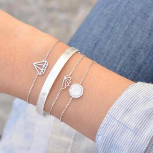 4pcs/set Bohemian Bracelet Set 2019 Retro Silver Chain Geometric Bracelets for Women Female Charm pulseras mujer moda Jewelry