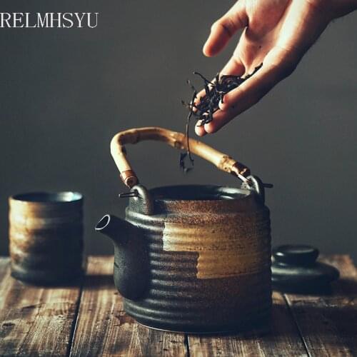 1PC RELMHSYU Japanese Style Retro Hand-painted Ceramic Large Capacity Teapot Home Hotel Restaurant Drinkware