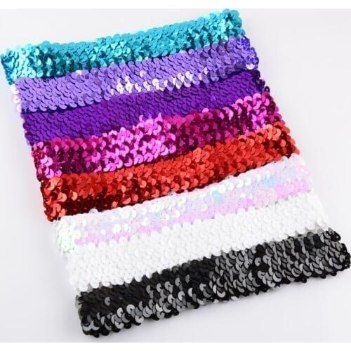 18 Colors New Arrivals 65pcs/lot 3*36CM Girls Elastic Headband Sequin Headbands Glitter Hair Band Hair Accessory HD03