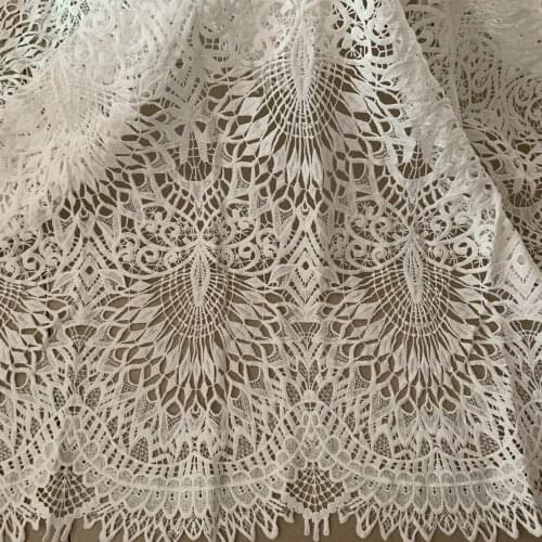 1yds Nigerian Lace Fabrics For Wedding Dress White African Cord Milk Silk Embroidered French Guipure Lace Fabric Sewing Material