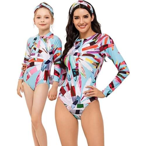 2021 Mother Daughter Swimwear One-Piece Mommy and Me Swimsuit Family Look Matching Outfits Mom Mum Daughter Swimwear Clothes