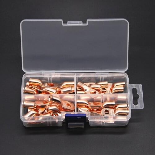 40Pcs 1/4 5/16 Bare Terminals Tinned Copper Lug Ring Seal Wire Cable Crimped/Welding Connectors Assorted Kit
