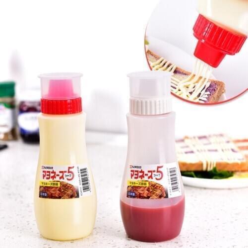 5 Holes 380ml Salad Dressing Squeeze Bottle Vinegar Oil Ketchup Condiment Mustard Dispenser Kitchen Gadget For Home, BBQ