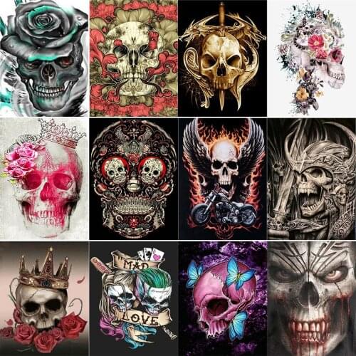 5D DIY Diamond Painting Horror Skull Diamond Mosaic Cross Stitch Kits Diamond Embroidery Full Square Drill Home Decor