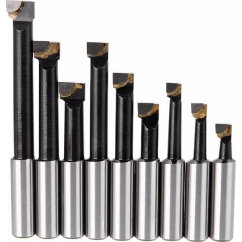 9Pcs Durable Hard Alloy Shank Boring Bar Set Carbide Tipped Bars 12Mm For 2 Inch 50Mm Boring Head For Lathe Milling