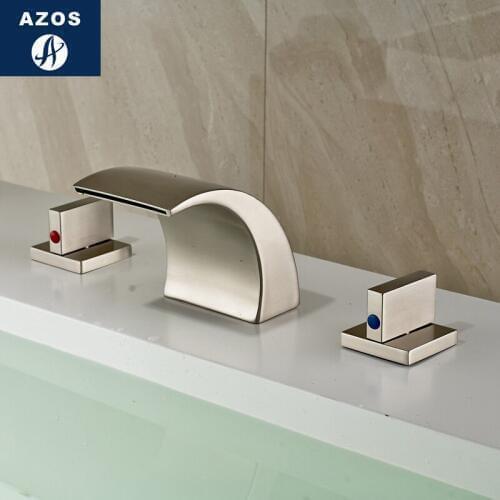 Azos Split FaucetWaterfall Waterfall Brass Nickel Brushed Cold and Hot Switch Laundry Pool Shower Room Shower Room Double Handl