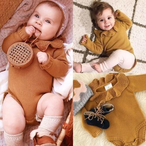 Brand 2019 Cute Ruffles Baby Bodysuits Autumn Spring Newborn Girls Clothing Suit Baby Jumpsuits Baby Girl Clothes Body Suit