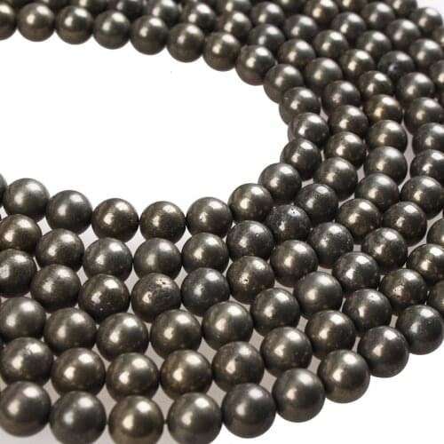 Natural Stone Beads Iron Pyrite Stone Round Loose Beads 4 6 8 10 12mm Beads For Bracelets Necklace Diy Jewelry Making