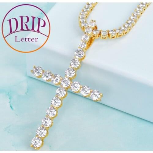 Big Size Tennis Cross Necklace Chain Mens Hip Hop Egypt Pendant Necklace Jewelry