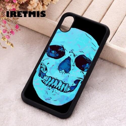 Iretmis 5 5S SE 2020 Phone Cover Case for iPhone 6 6S 7 8 Plus X Xs XR 11 12 Mini Pro Max Rubber Silicone Blue Skull