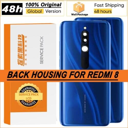 100% Original Back Housing for Xiaomi Redmi 8 Back Cover Battery Glass Rear Repair Parts