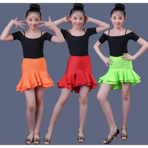 Girl Party Clothes Latin Dance Dress 3 Charming Color Latin Skirt Ballroom Dancewear Kids Dresses Fashion Performances Clothing