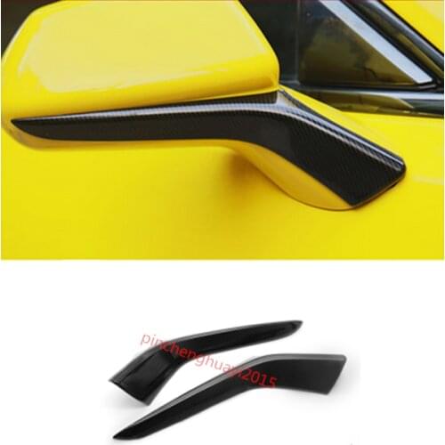 For Chevrolet Camaro 2016 2017 2018 Carbon Fiber Door Rearview Mirror Base Cover Trim 2pcs