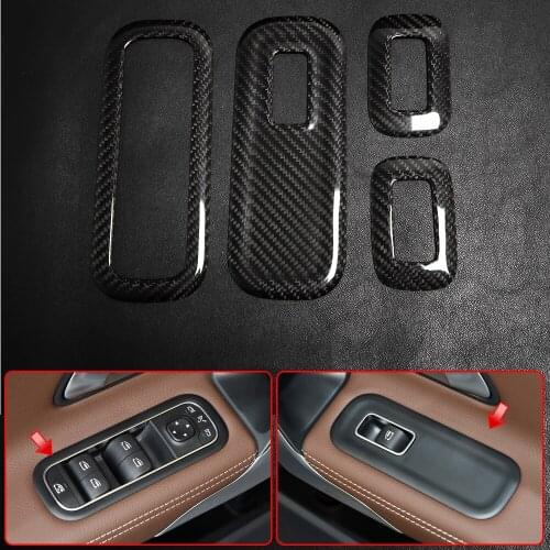 For Mercedes Benz CLA Class C118 CLA180 CLA200 2020 2021 Real Carbon Fiber Interior Door Window Lift Switch Button Sticker Trim