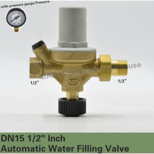 DN 15 1/2" inch Automatic Water Filling Valve with pressure gauge Pressure reducing valve