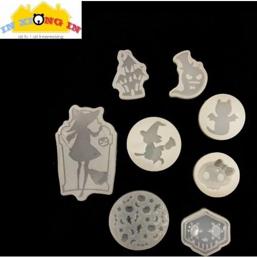 Halloween Style Ghost Skull Silicone Molds DIY Resin Decoration Charms Epoxy Resin Craft Mirror Surface Witch Bat Mold