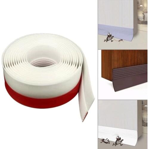 Adhesive Door Draft Stopper Trimable Stackable Door Bottom Seal Sweep Waterproof PVC Soundproof Wind Blocker 1m Long Sealing Re