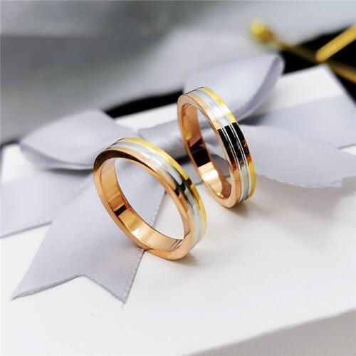 YUN RUO Personality 3 Colors Lovers Ring Rose Gold Color Woman Man Gift Fashion Titanium Steel Jewelry Never Fade Drop Shipping