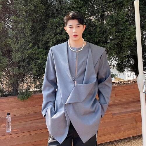 Spring fashion show personalized three-dimensional cutting suit Korean fashion mens casual suit hairstylist coat