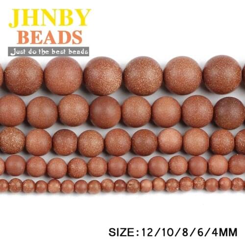 JHNBY Matte Golden sand Natural Stone High quality Round Loose beads ball 4/6/8/10/12MM Jewelry bracelet making accessories DIY