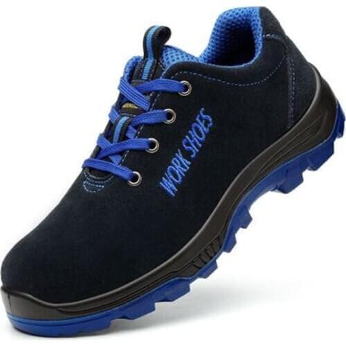 JINANDYU Mens Breathable Steel Toe Safety Shoes with Puncture Proof Midsole Slip Resistance Light Weight Work Boots