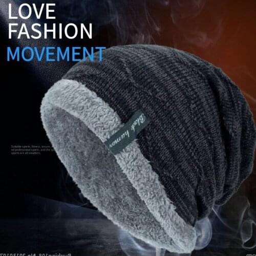 New Winter Hat Men Knitting Wool Beanies Autumn Winter Warm Comfortable Hat Outdoor Thick Cotton Hats