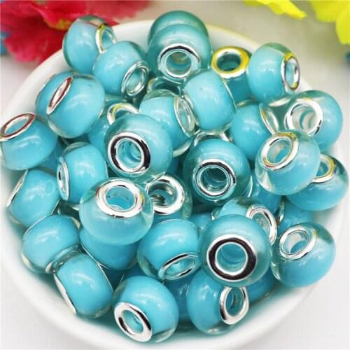 10Pcs New Color Big Hole Round Loose European Beads Charms Fit Pandora Bracelet Bangle Key Chain Cord DIY for Jewelry Making Kit
