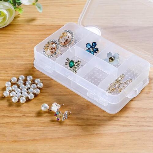 Plastic Storage 10 Grid Jewelry Box Craft Keeper Dual Layer Pill Box Compartment Adjustable Container For Beads Earring Box Case