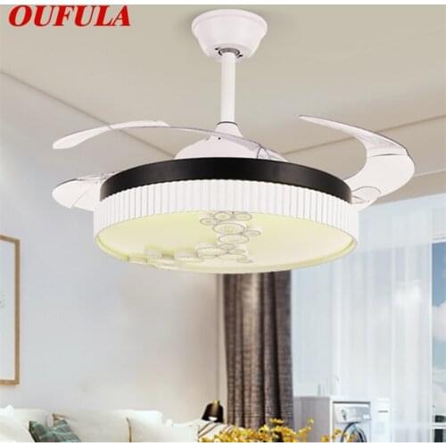 OUFULA Ceiling Fan Light Invisible Lamp With Remote Control Modern Simple LED For Home Living Room