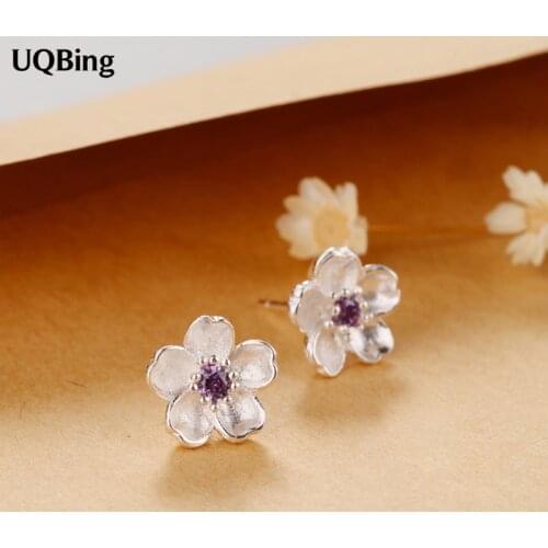 Flower Stud Earrings Fashion Silver Color Crystal Stud Earrings Jewelry Pendientes Brincos Fashion Jewelry Drop Shipping