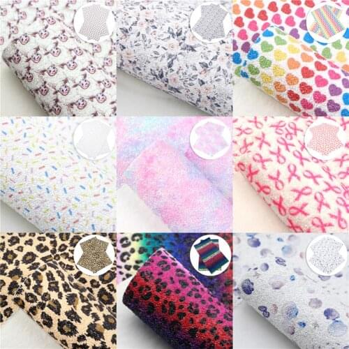Shimmer Chunky Glitter Faux Leather Sheets Animal Leopard Printed Synthetic Leather Fabric 20x33cm for DIY Earrings Hair Bows