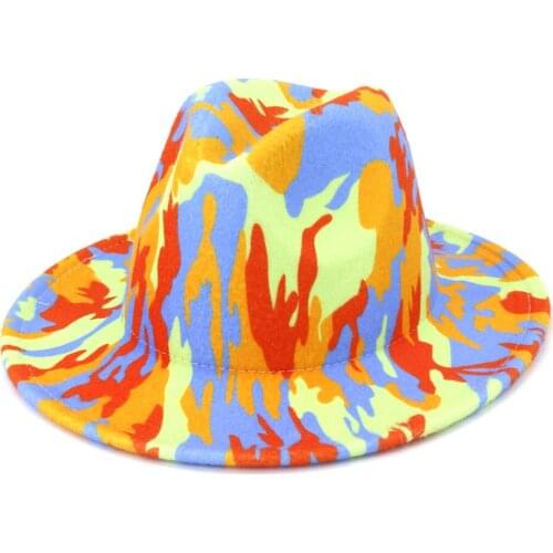 Trend Women Ladies Wool Felt Fedora Hat Leopard Print Wide Brim Wool Panama Casual Formal Party Winter New Fedoras MZ37