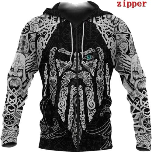 Viking Tattoo 3D Hoodies Printed Harajuku Coat Jacket Men For Women Fashion Zipper hoodies Drop Shipping 16