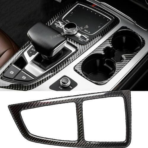 Real Carbon fiber Inner Gear Shift Box Panel Cover Trim For Audi Q7 2016 2017 2018