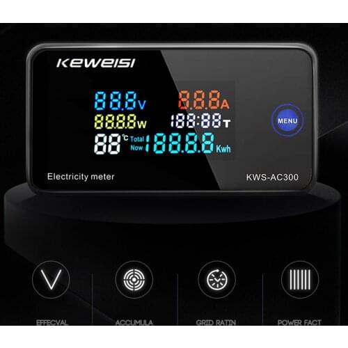 AC 50-300V Voltmeter Ammeter Power Energy Meter LCD Digital Wattmeter Electricity Meter with Reset Function