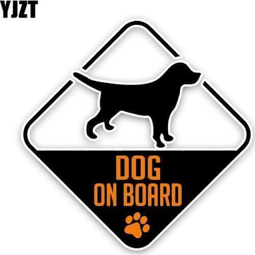 YJZT 13.1CM*13.1CM DOG ON BOARD Decal PVC Interesting Print Car Sticker 12-40323
