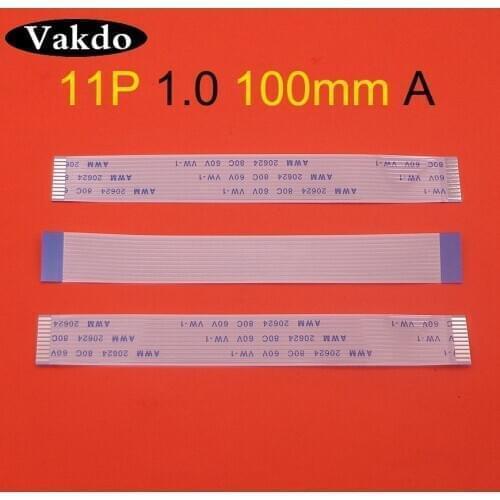 2pcs New 11pin AWM 20624 80C 60V VW-1 FFC FPC flat flexible cable 1.0mm pitch 11 pin Length 100mm Forward Flex cable Type A