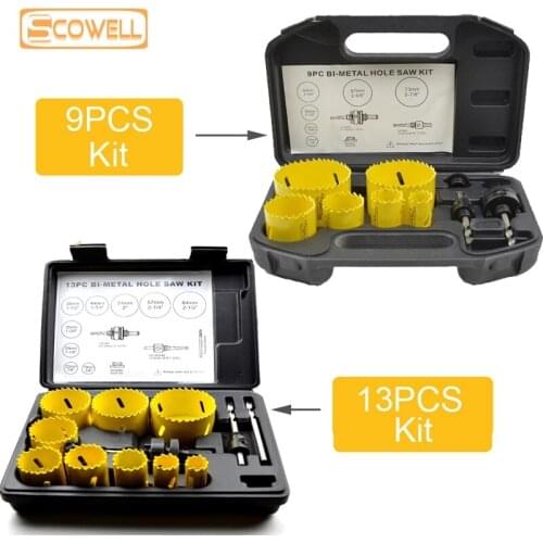 30% Off HSS Bi-metal 13pcs Holesaw Bit Hole Saw Cutting Set Cutter Kit Drill Metal Wood 19mm To 64mm DIY Tools