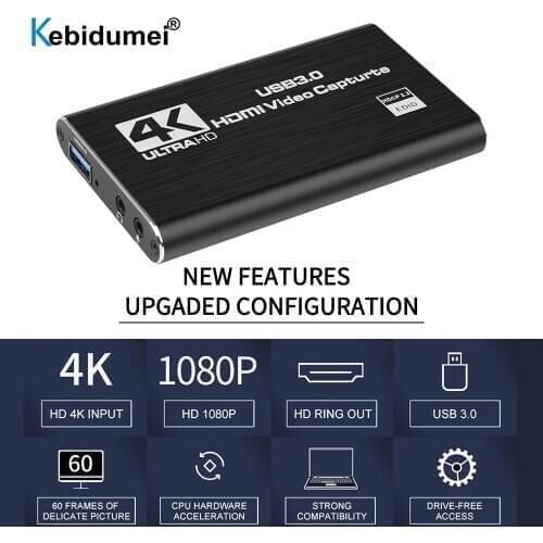 4K HDMI-compatible Video Capture Card USB 3.0 1080P Game Grabber USB 2.0 Capture Card for Youtube OBS Live Streaming Broadcast