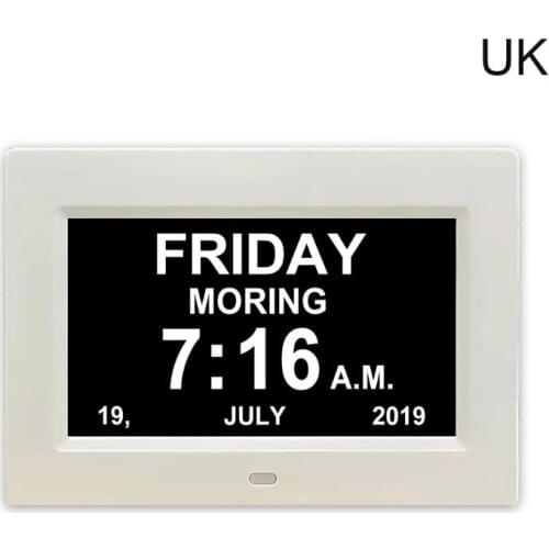 7 "Inch Digital Clock Calendar with Oversized Font Date Day Reminder for Elderly and Children Auto Dimming 9 Languages