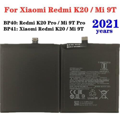 2021 For Xiaomi BP41 BP40 Redmi K20 Pro Mi 9T Pro Mi9T Redmi K20Pro Mobile Phone Battery 4000mAh Premium Genuine Batterie