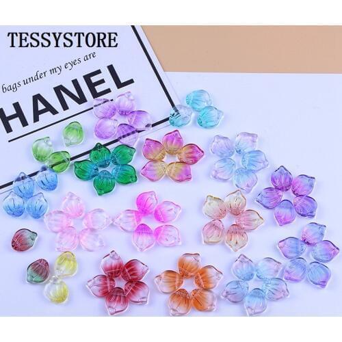 10pcs Czech Lampwork Beads Peony Petals Multi Gradient Color Glass Beads For Jewelry Making Earrings Handmade DIY Accessories