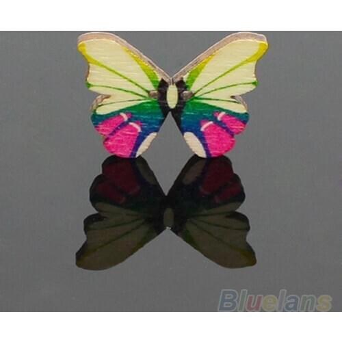 50pcs Pretty Butterfly Mixed 2Hole Wooden Buttons Christmas DIY Decor Child Clothes Sewing Buttons Crafts Scrapbooking Access